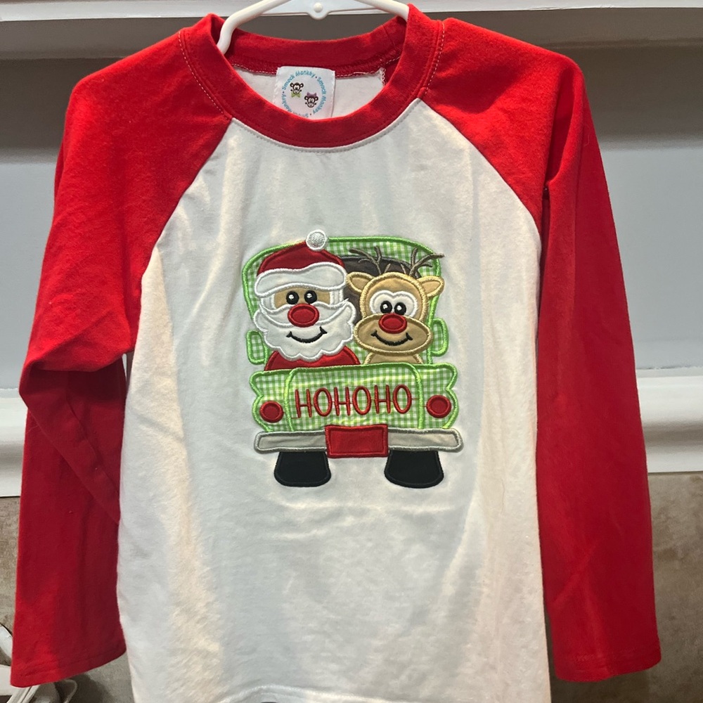 Smock Monkey Christmas appliqué shirt size 5